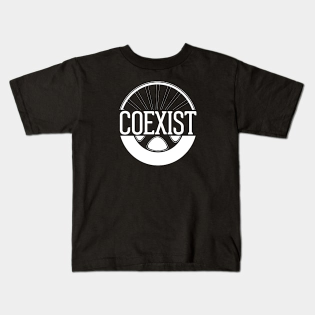 Coexist Wheel White Logo (Various Colors) Kids T-Shirt by coexistcyclists